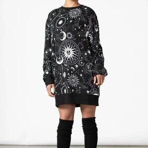 Killstar Black Celestial Symbolic Long Sleeve Lounge Shirt UNISEX XS NWT